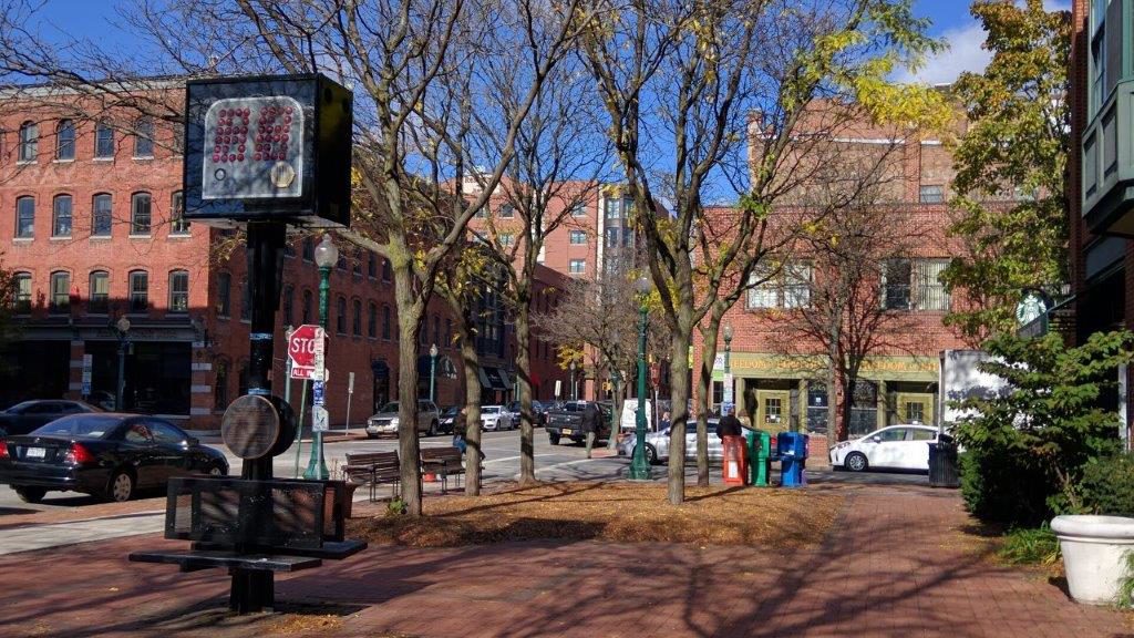 A downtown shot clock honors the original